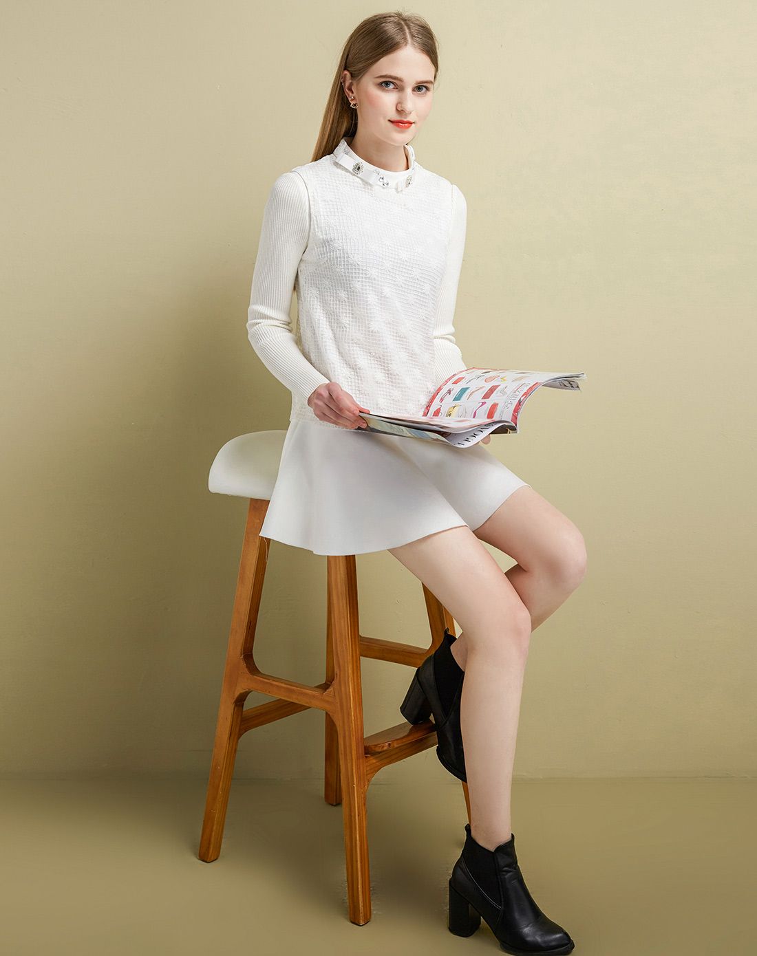 佳人苑jry白色欧根纱拼接钉珠连衣裙4490910_唯品会