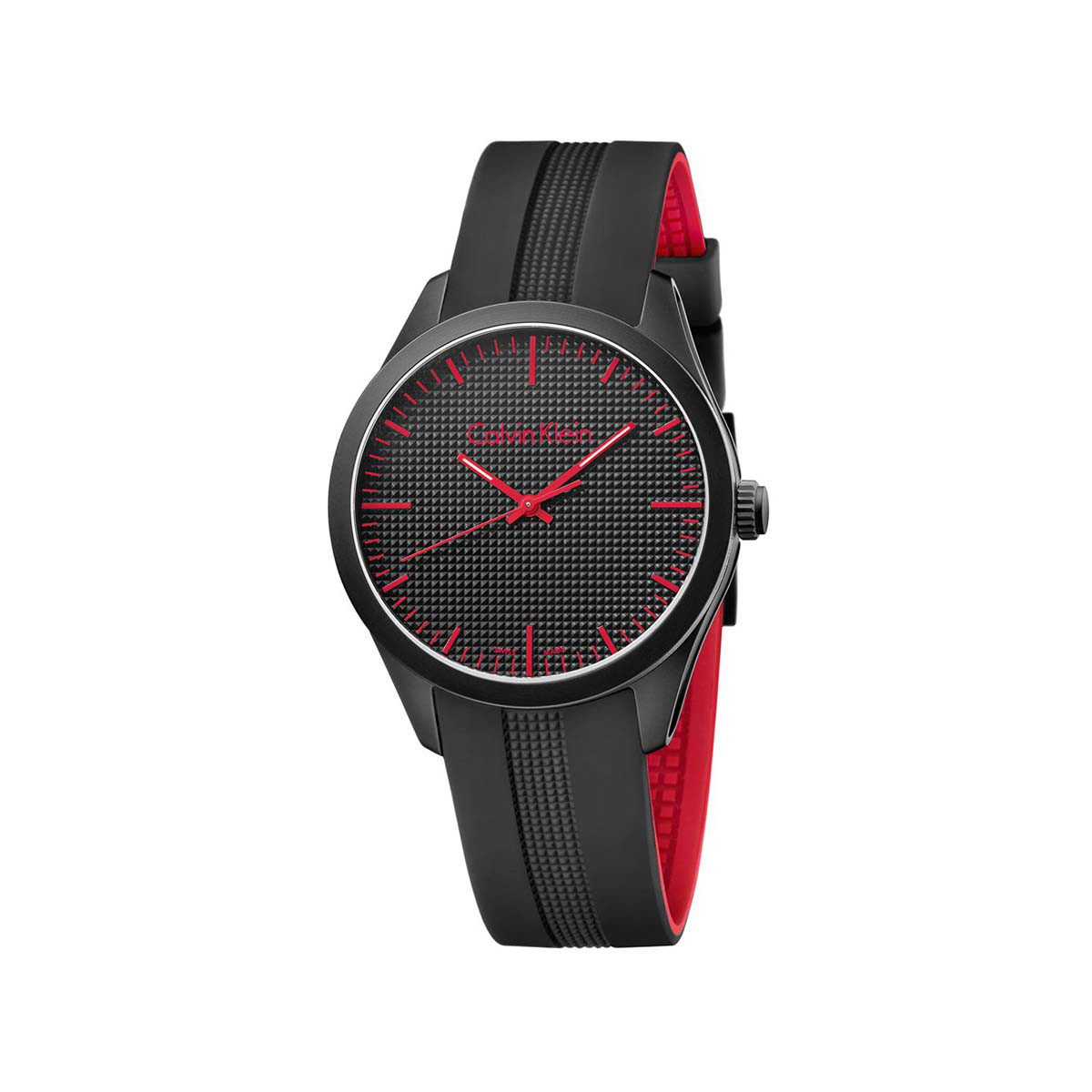 calvin klein color系列男款简约硅胶表带石英腕表