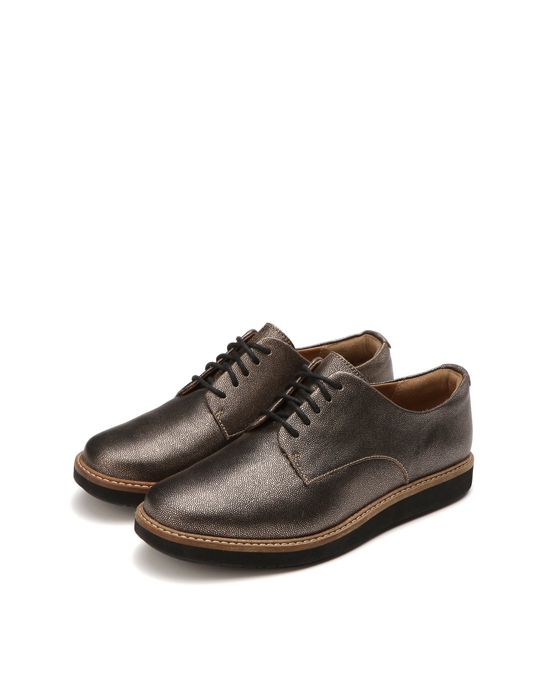 女款香槟色经典百搭系带单鞋