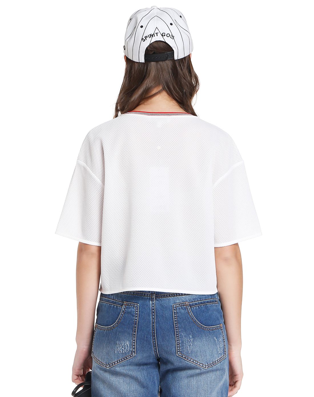 mikibana白色圆领活力上衣