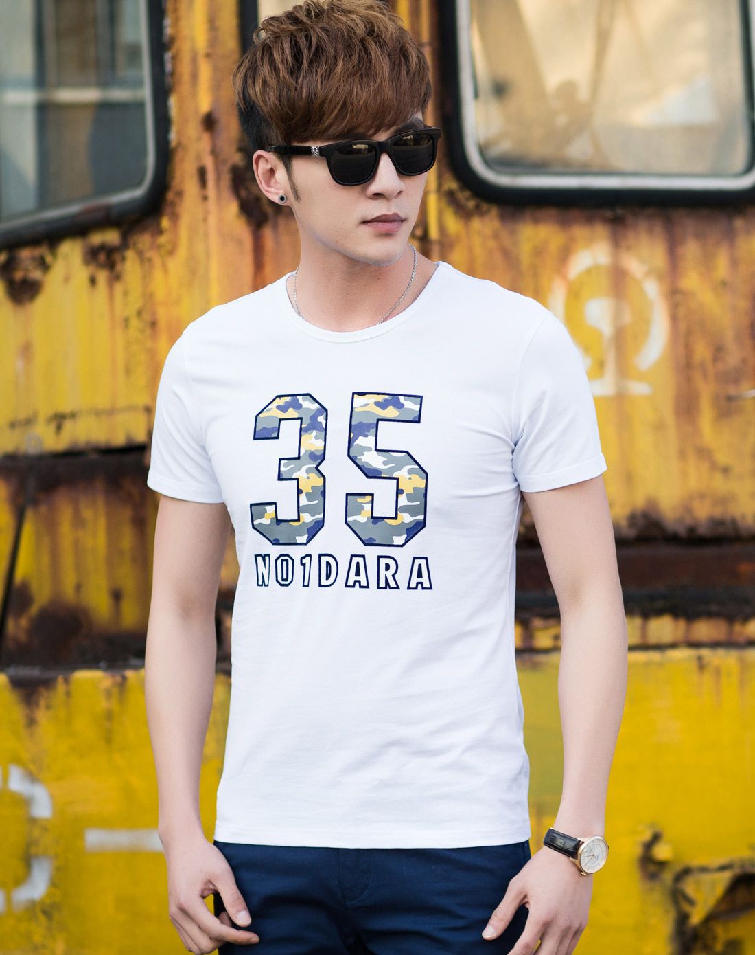 no1dara白色简约数字35印花短袖t恤tx6210418601_唯品会