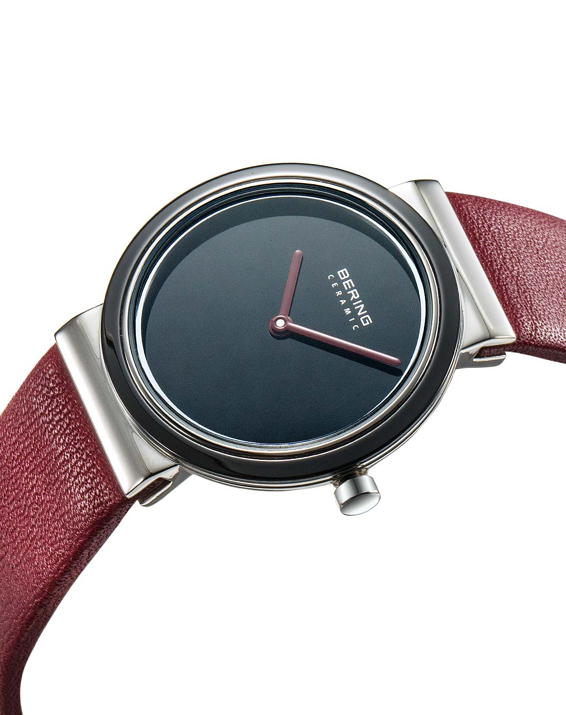 bering 陶瓷系列女款酒红色石英进口腕表10729-642