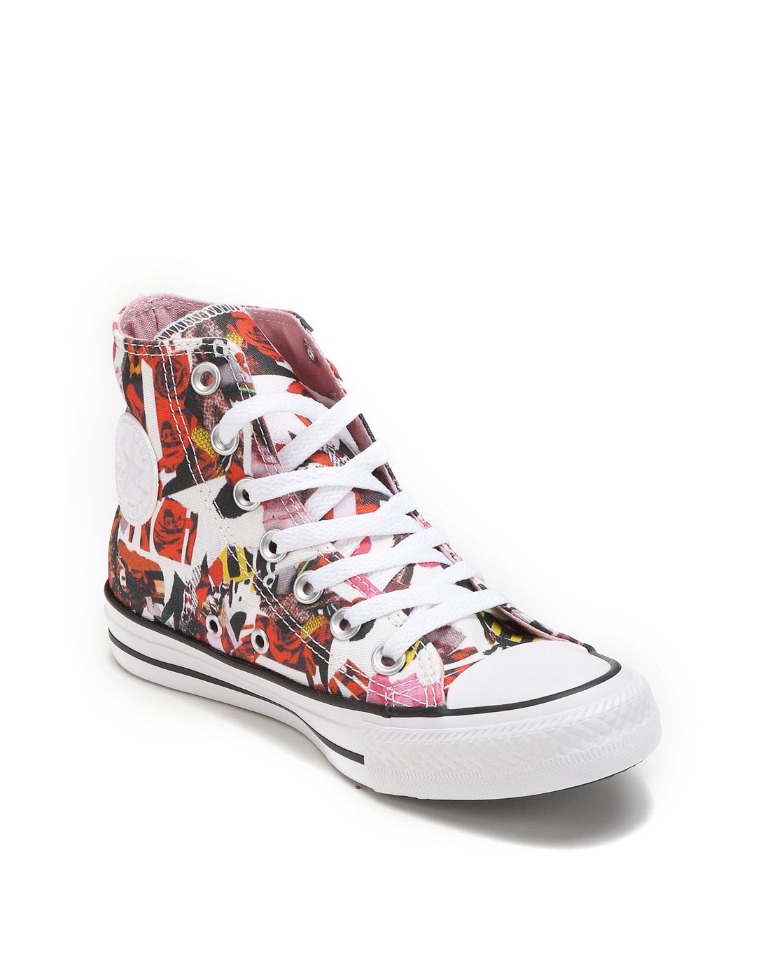 涂鸦时尚 女款红配白色高帮休闲鞋