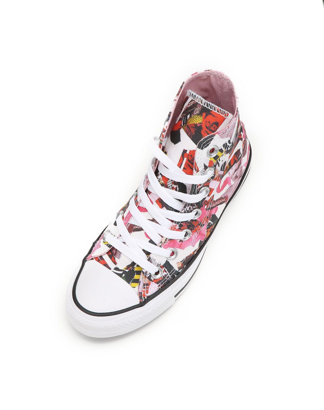涂鸦时尚 女款红配白色高帮休闲鞋