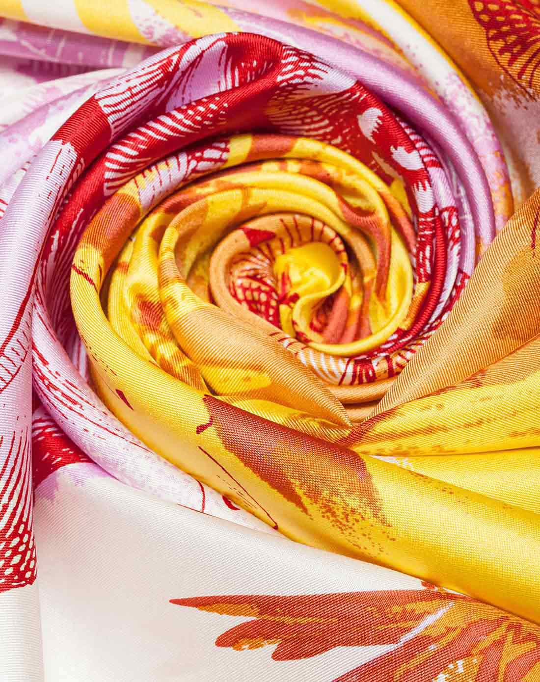 marja kurki 橙金色锦簇繁花女士丝巾