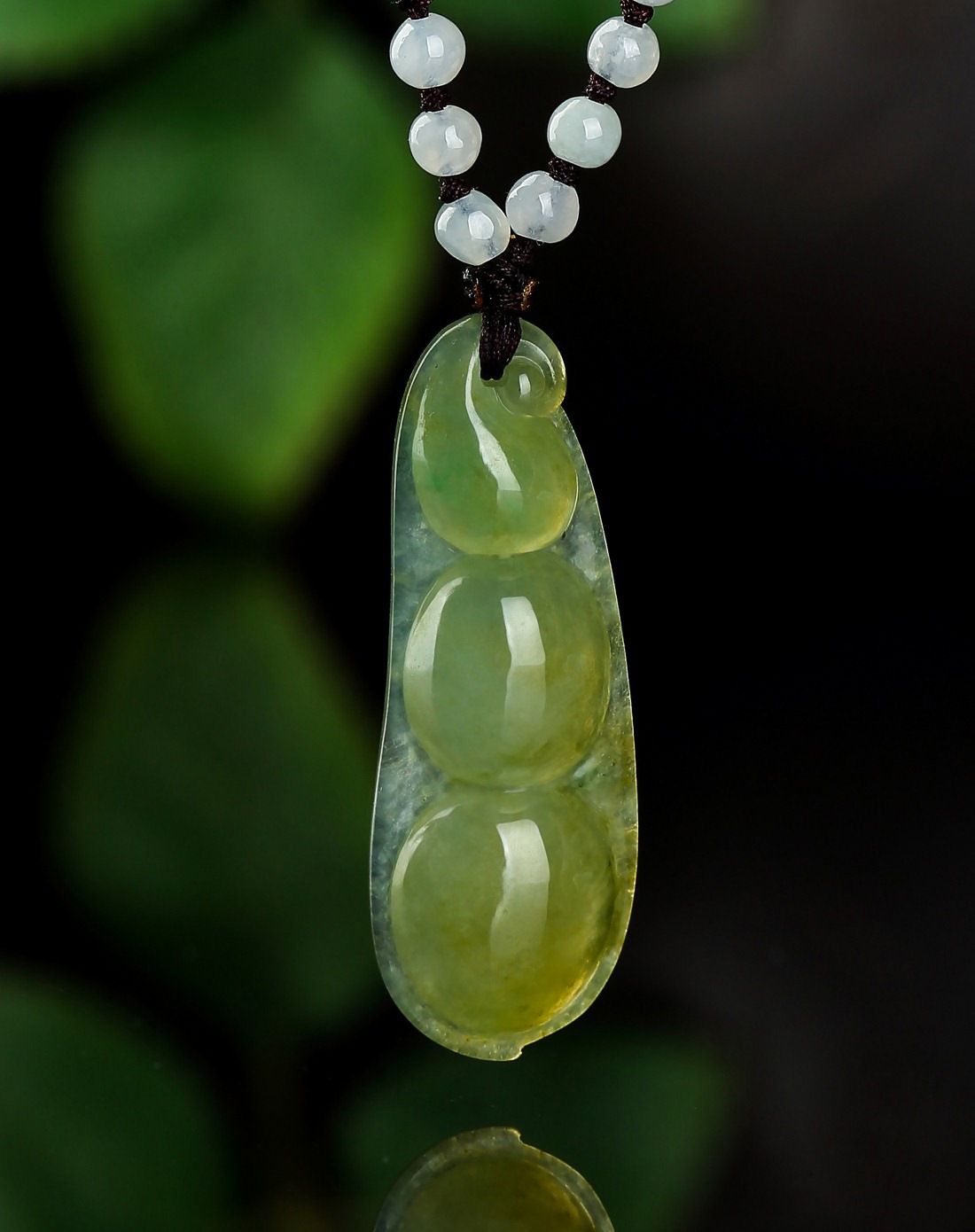 冰种水润黄翡富贵豆a货翡翠吊坠