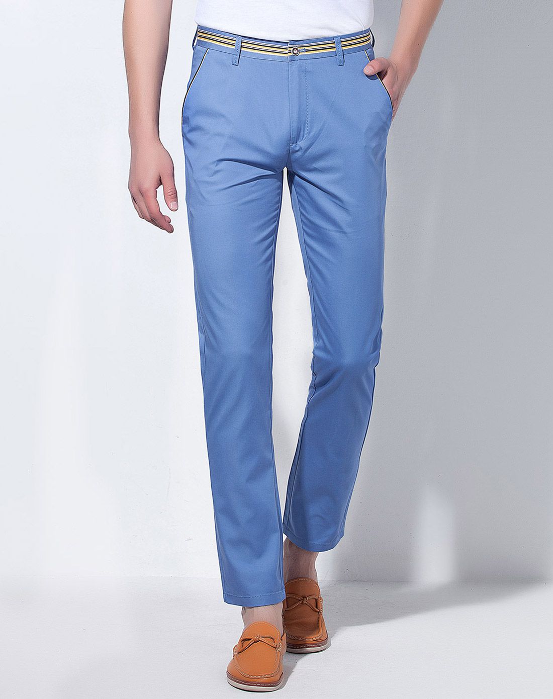 天蓝色男士百搭休闲裤