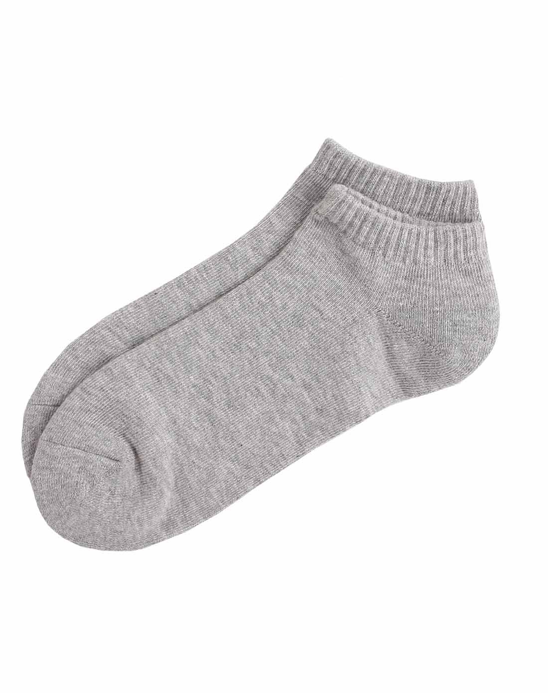 中花灰色 简约素色毛圈底防滑短袜