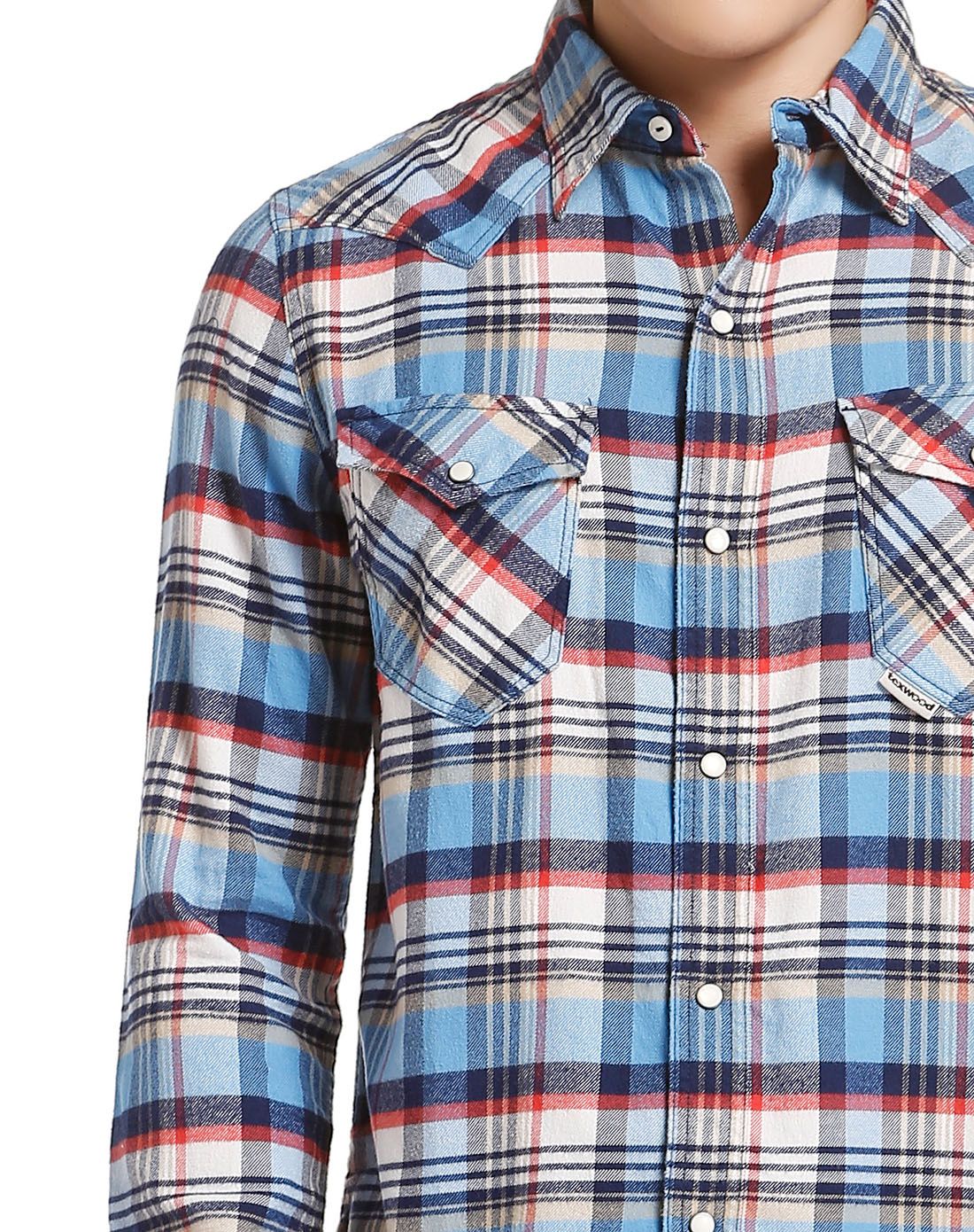 texwood男女装男款蓝/多色风度格子长袖衬衫9624041anv4_唯品会