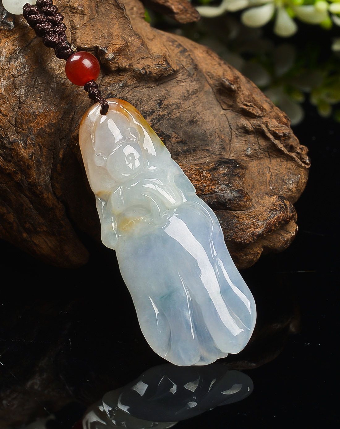 水润双彩特色佛手瓜天然翡翠a货挂件