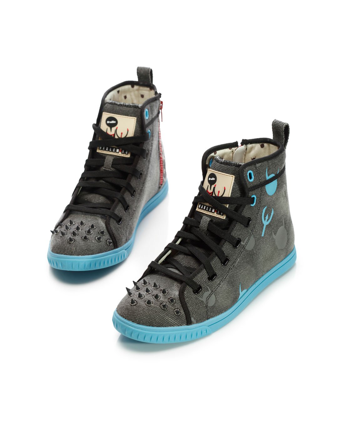 男款黑色kruzin crazy horse 疯马哈林时尚联名款做旧高筒休闲鞋