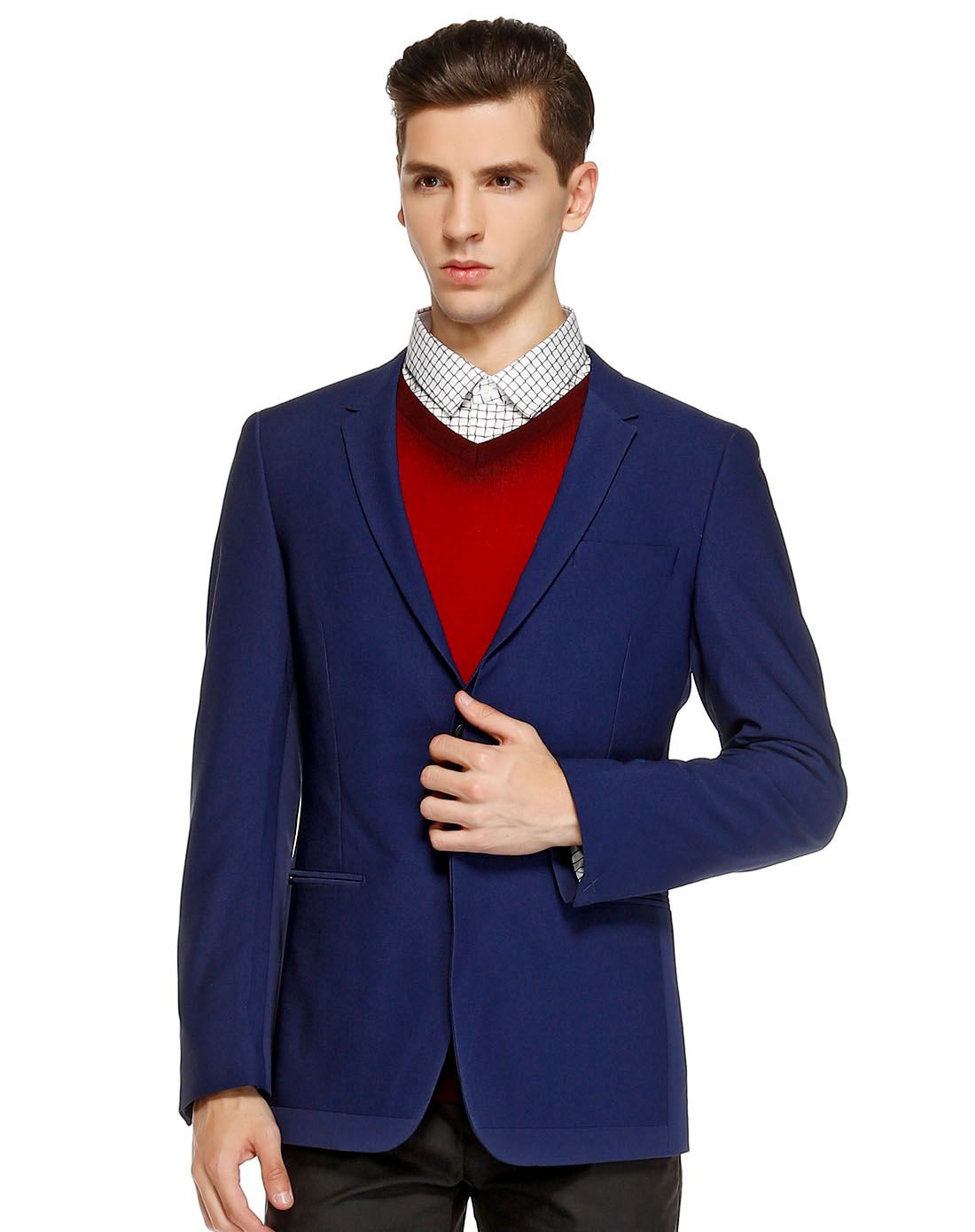 蓝紫色简约大方长袖西服