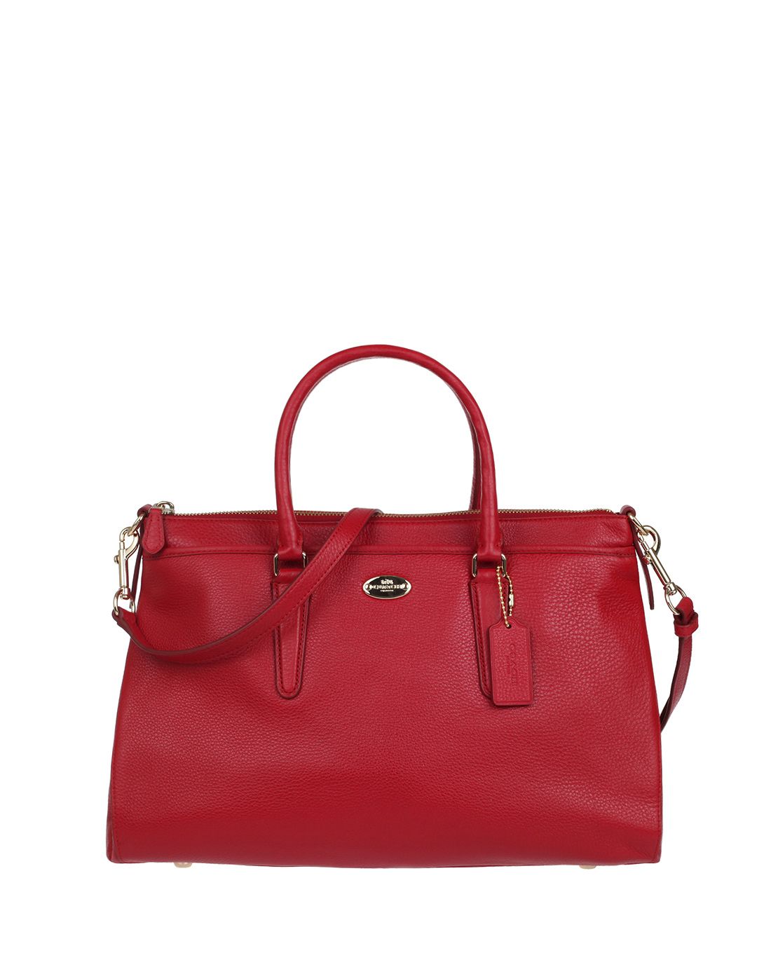 coach女士纯皮红色两用包