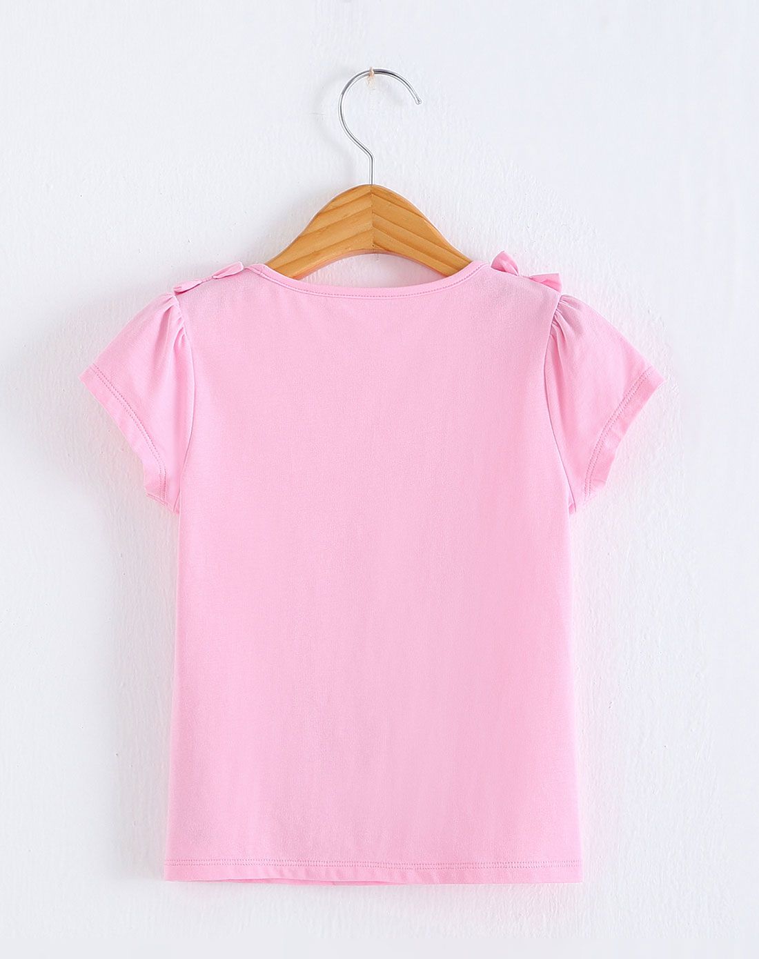 女童粉红色圆领短袖t恤