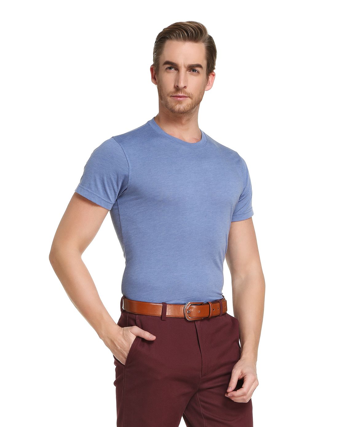 red fleece男款墨蓝色圆领混纺t恤