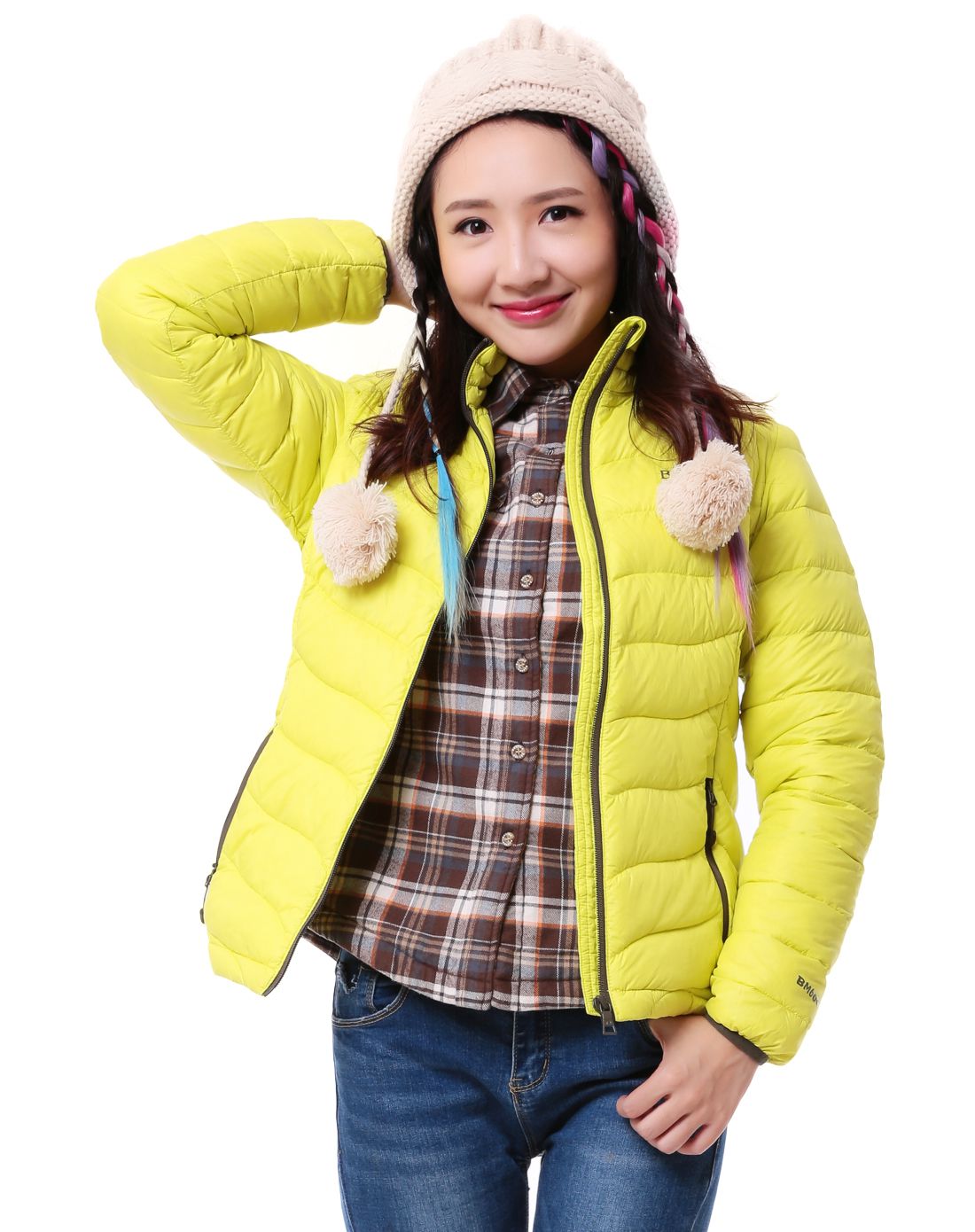 轻薄柔软 女款秋香色羽绒服 时尚立领