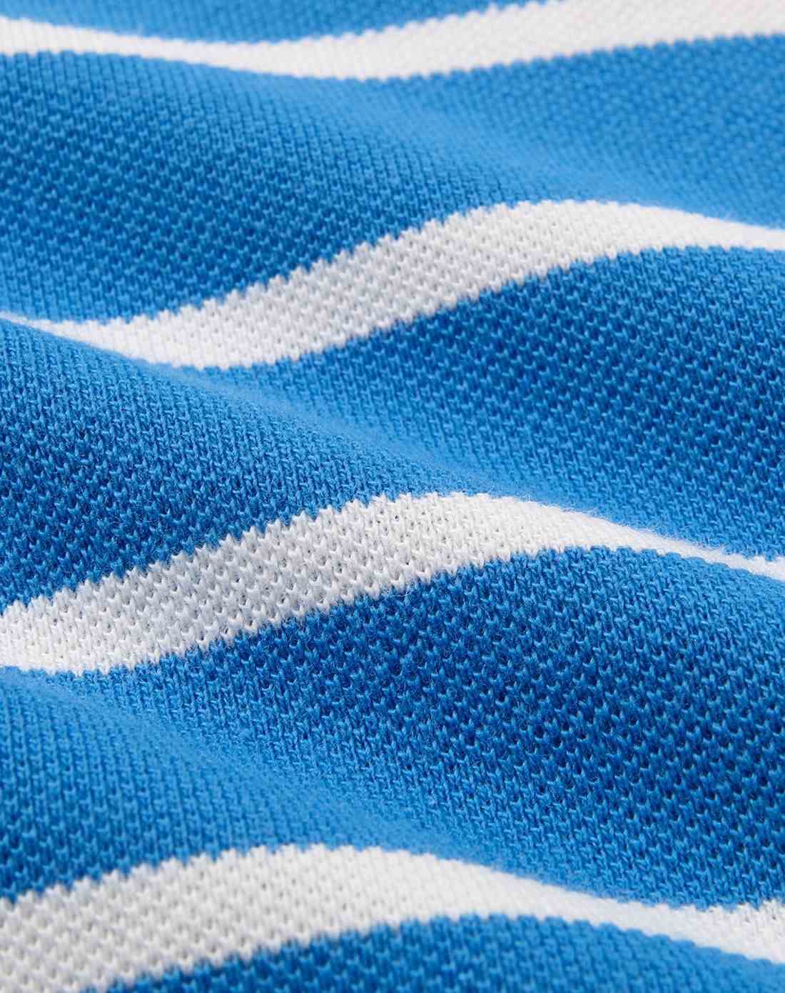 鲜蓝/棉花白色 舒适珠地布半开襟短袖polo