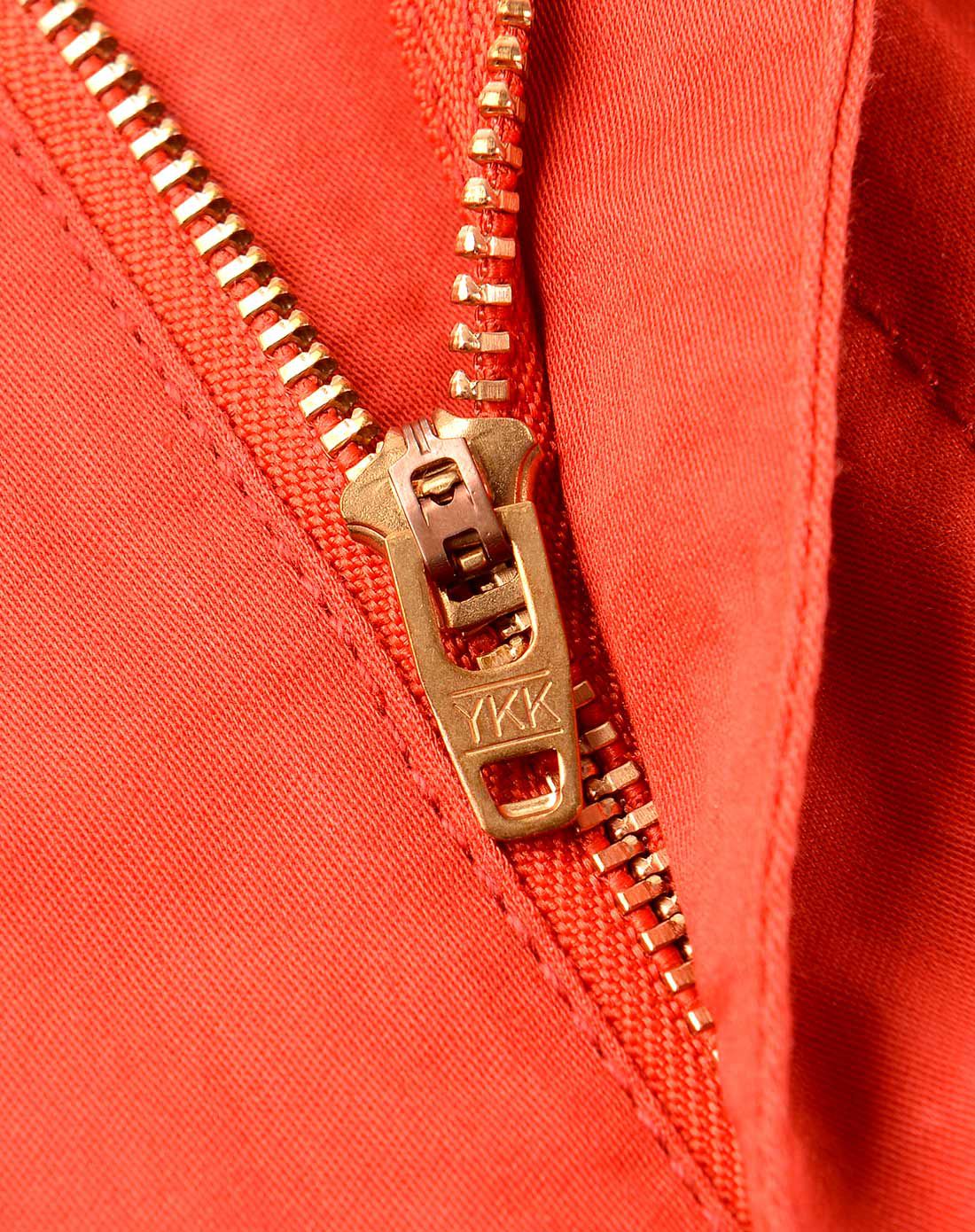 深橙舒适直筒休闲中裤