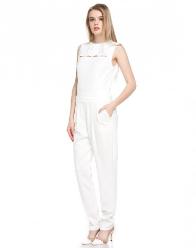 caroline白色个性时尚无袖连衣裤