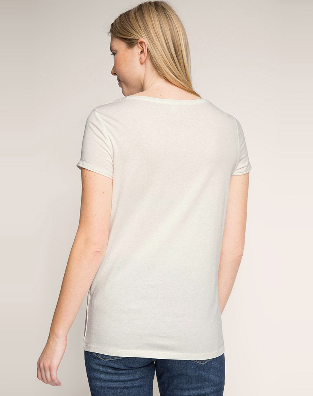 女士白色佩斯利印花全棉短袖t恤