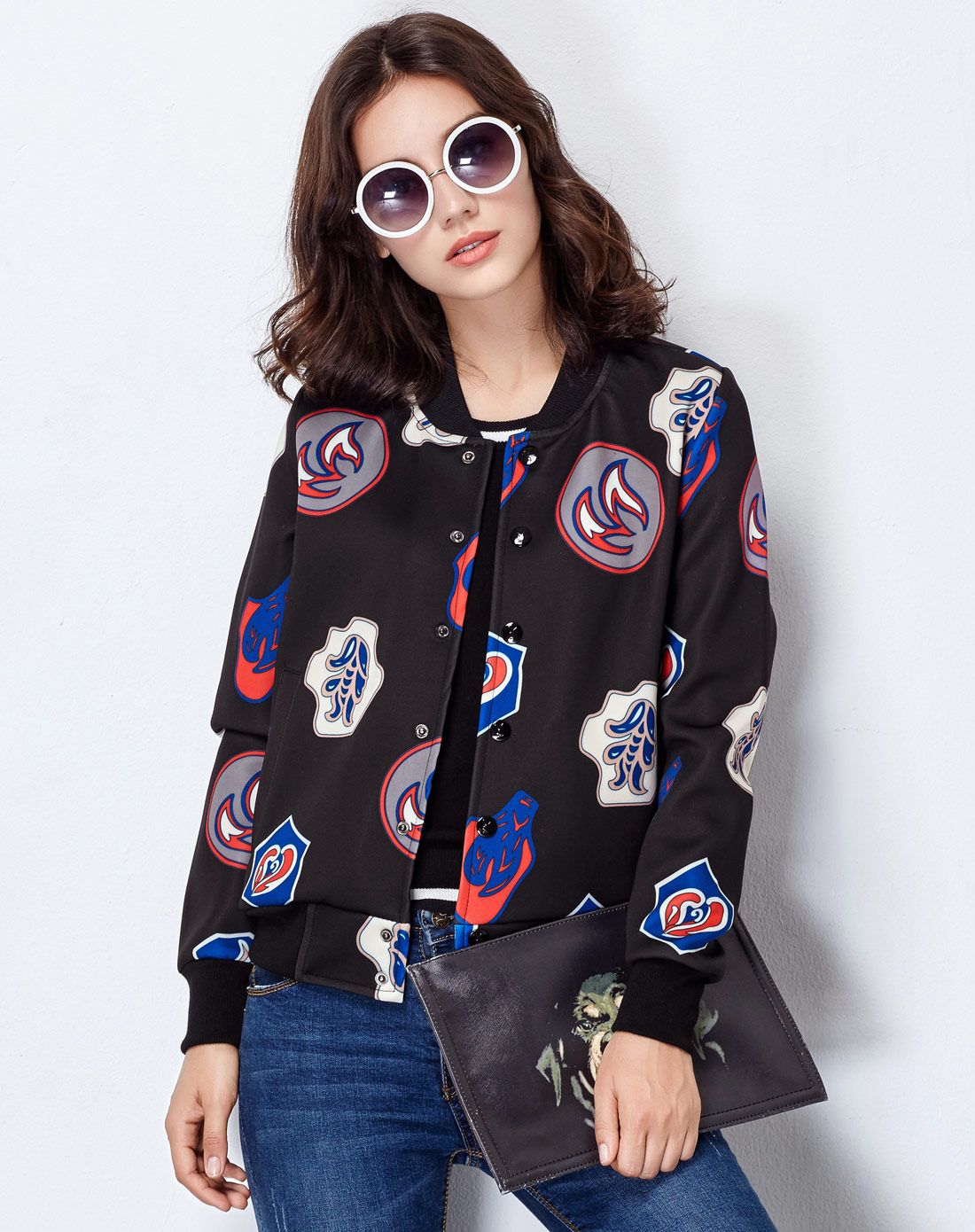 太空棉 女款黑色棒球服外套 时尚潮品