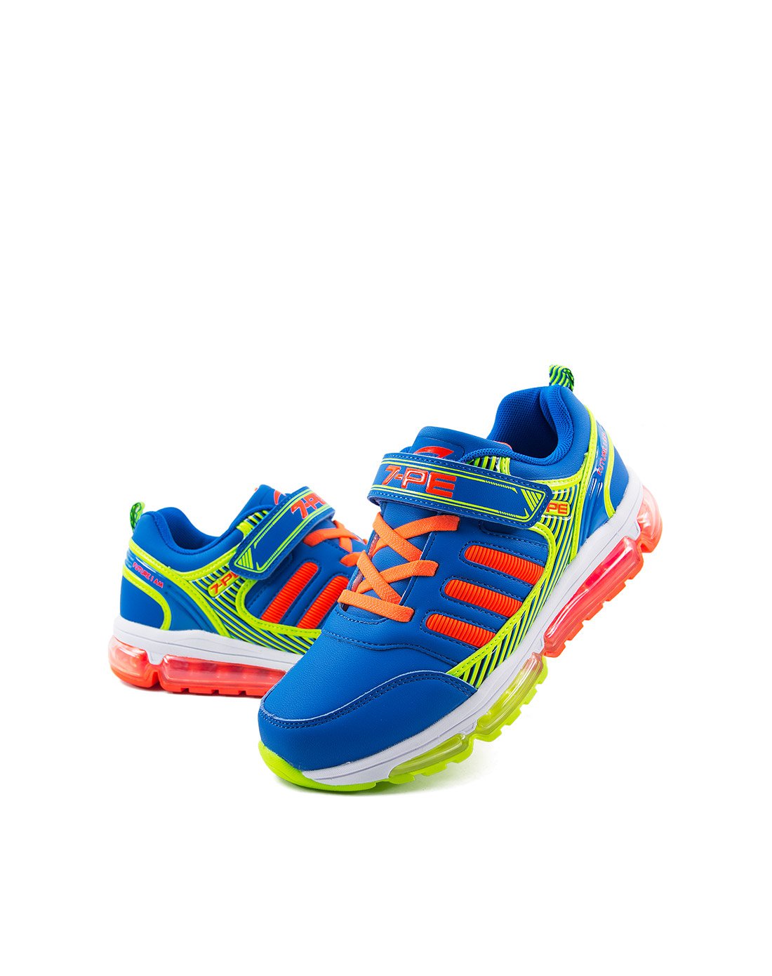 七波辉7-pe男女童鞋七波辉正品 新品男童荧光绿运动鞋皮面鞋青少年