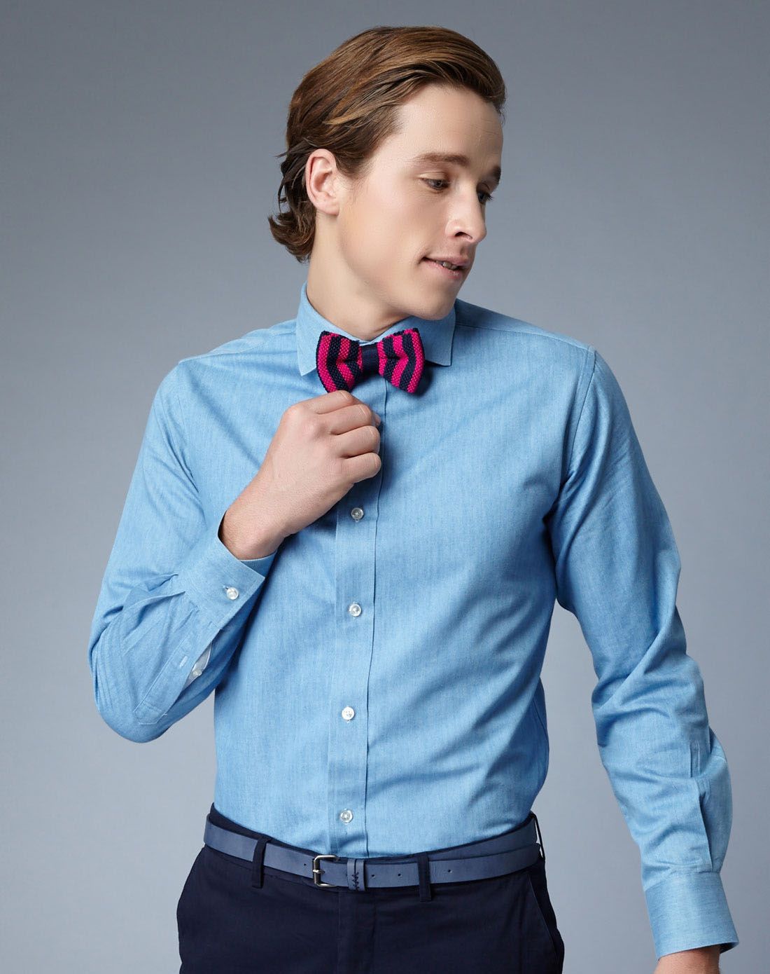 [摩搭衣橱]单宁宽角领衬衫-单宁