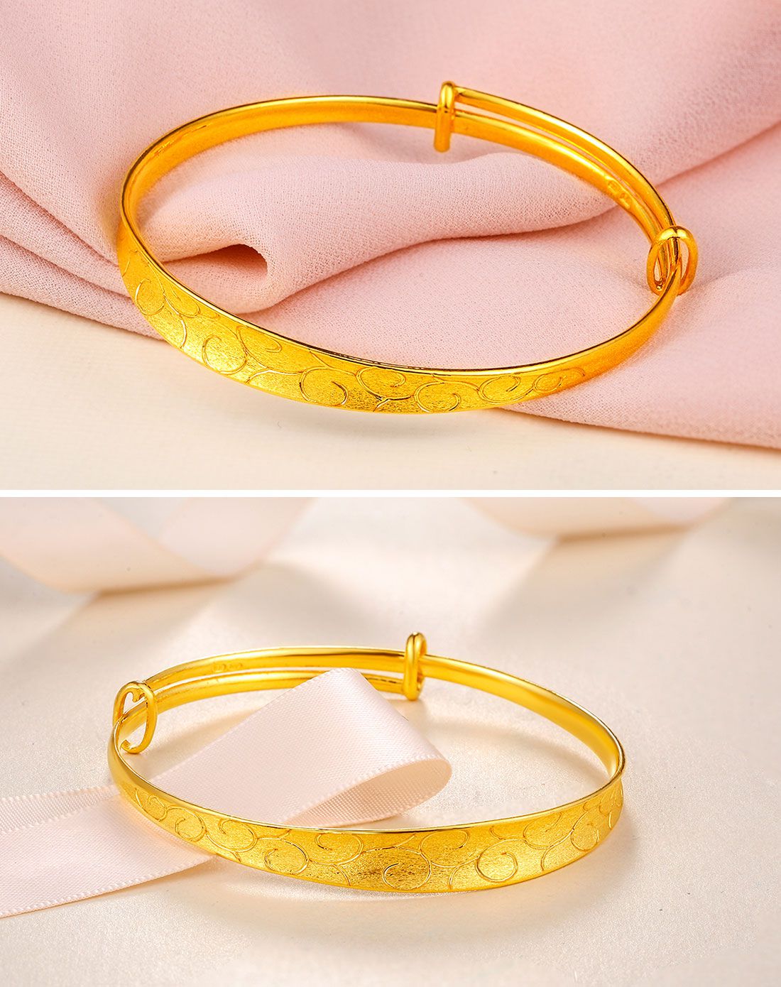 金至尊 足金斜纹抽拉手镯(计价)约21.6g