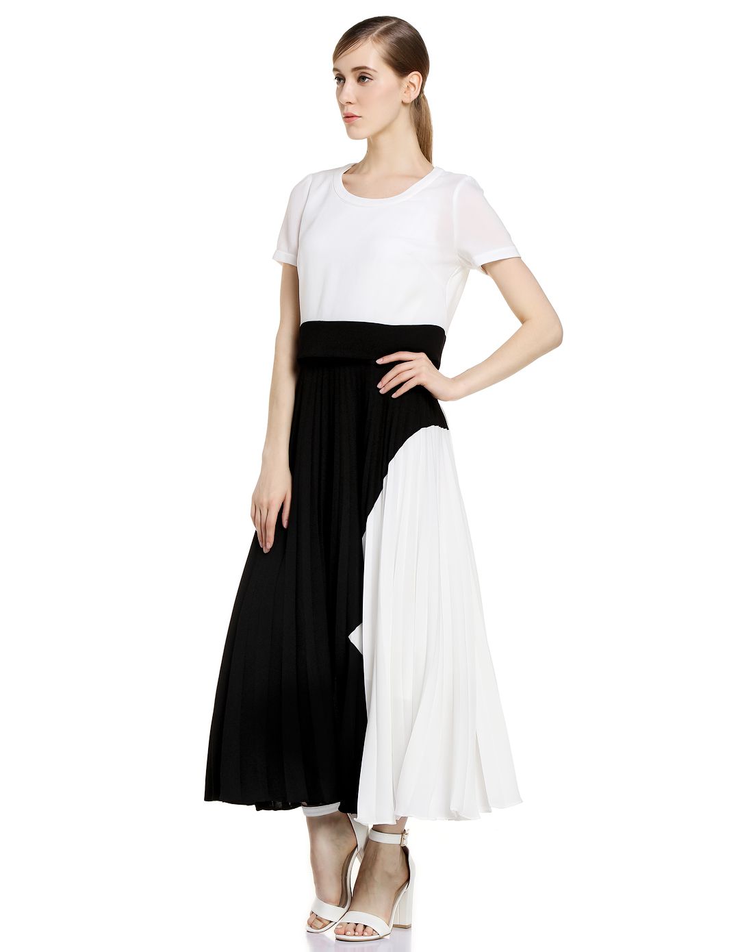 新品见面会-koko&momo女装白色百搭短袖两件套连衣裙e152y100000_唯品