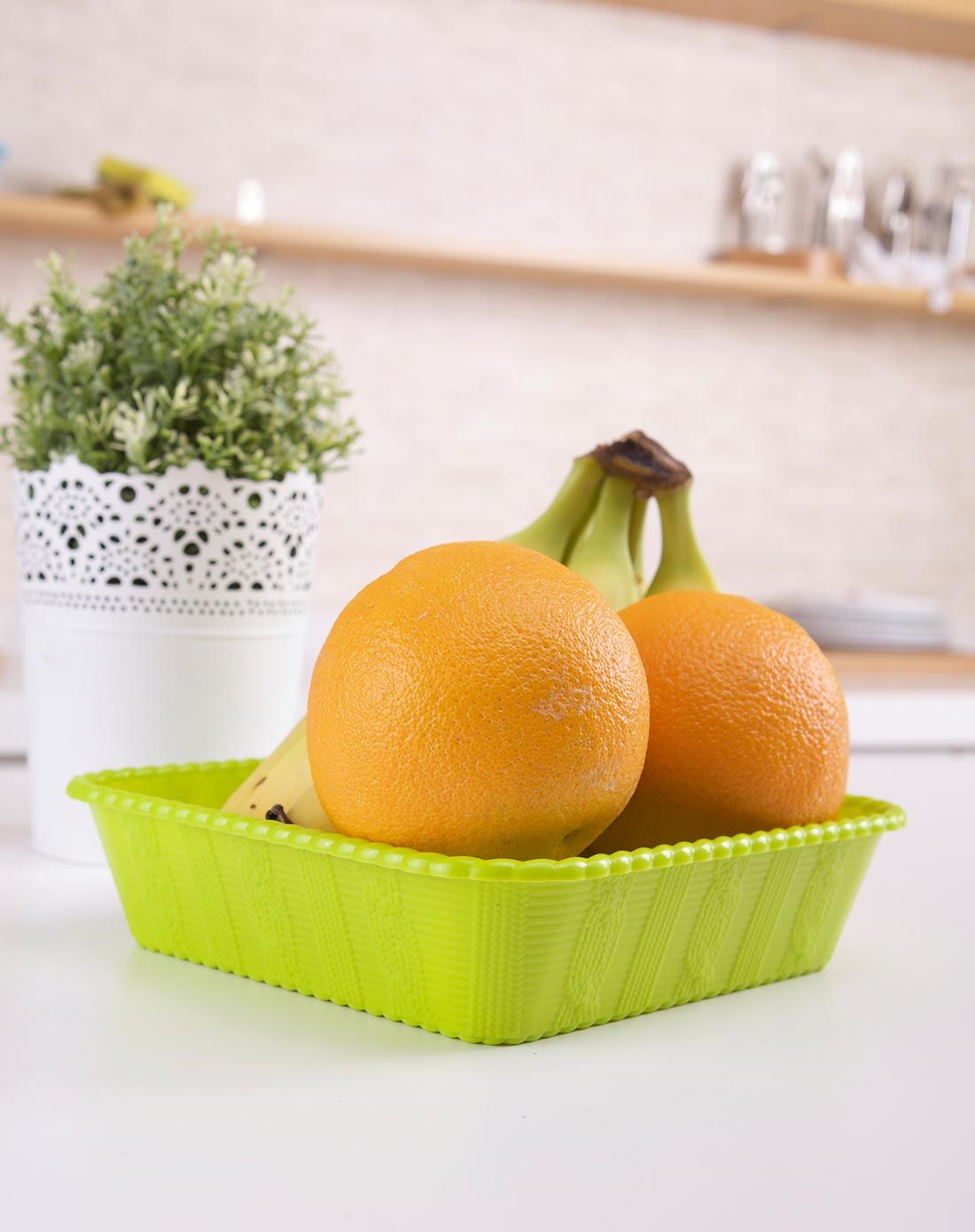 【2件起售】糖果绿色仿编织方形果盘(绿色二枚组)