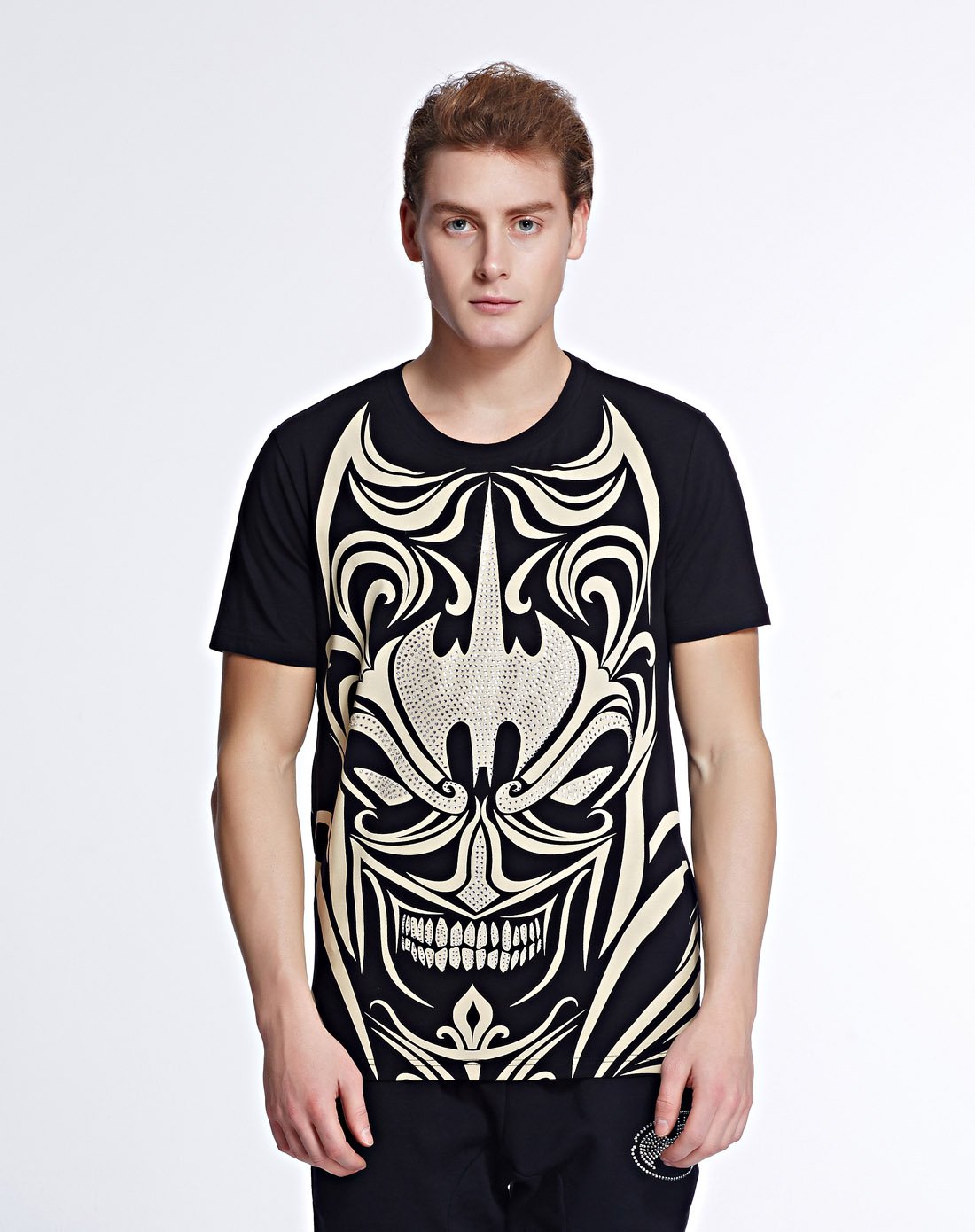 美国dc超级英雄系列潮牌服饰专场蝙蝠侠/batman系列图案印花镶钻圆领