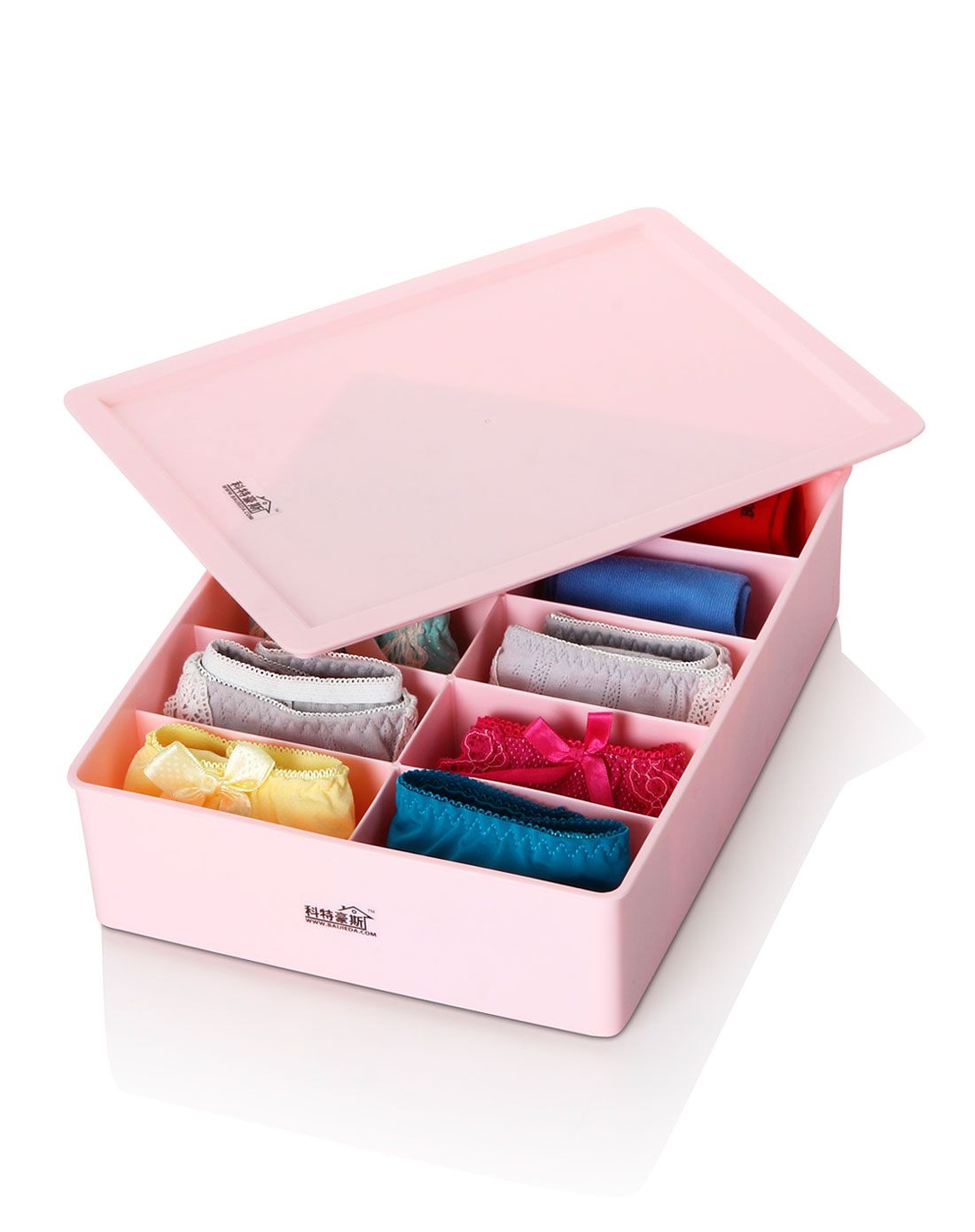 粉红色内裤收纳盒(有盖)