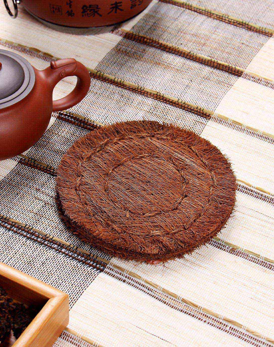 尚帝茶具专场手工编织棕麻垫 壶垫 直径12cms-2014w22h9d_唯品会