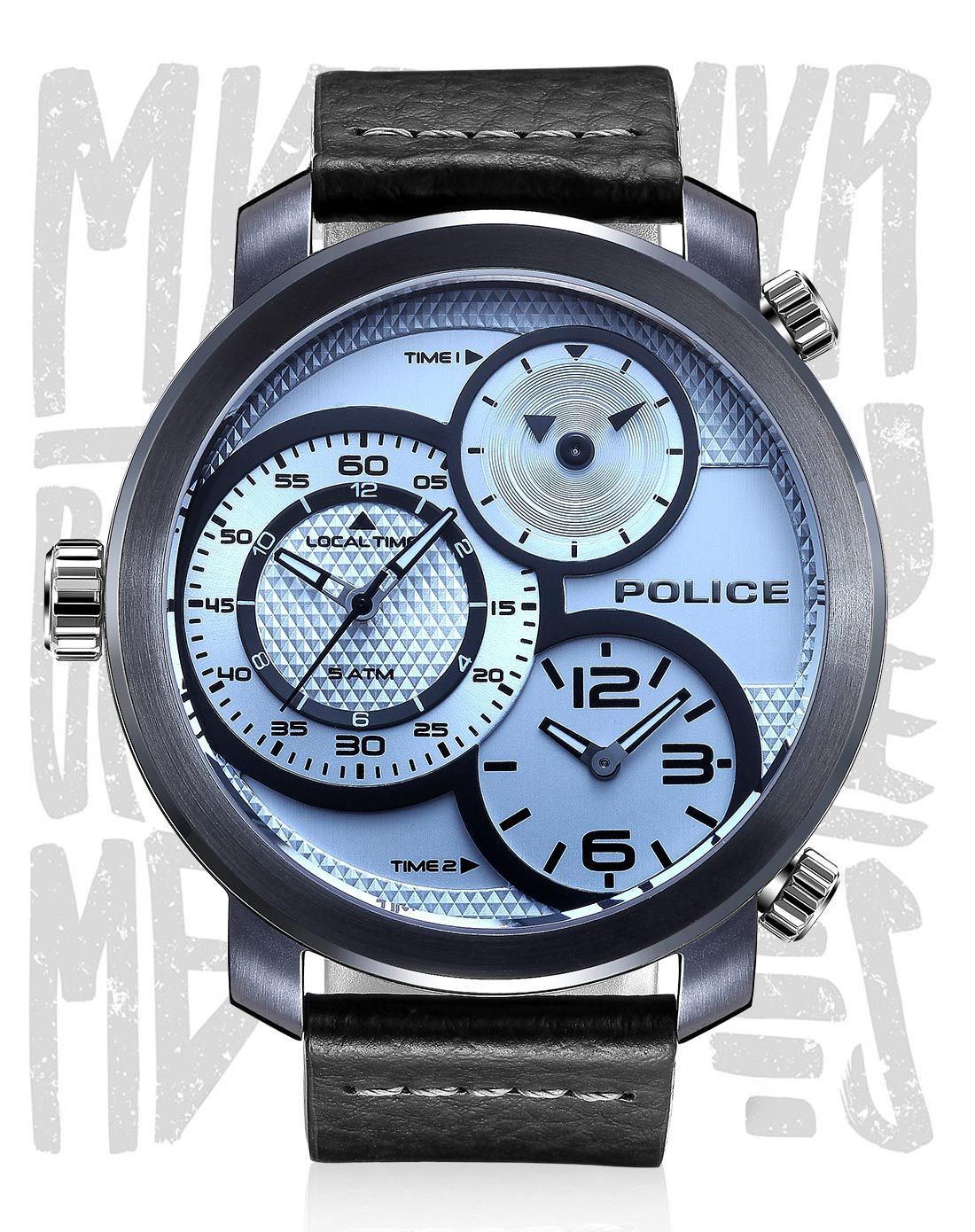 police手表专场 police 炫酷三圈多功能石英男表