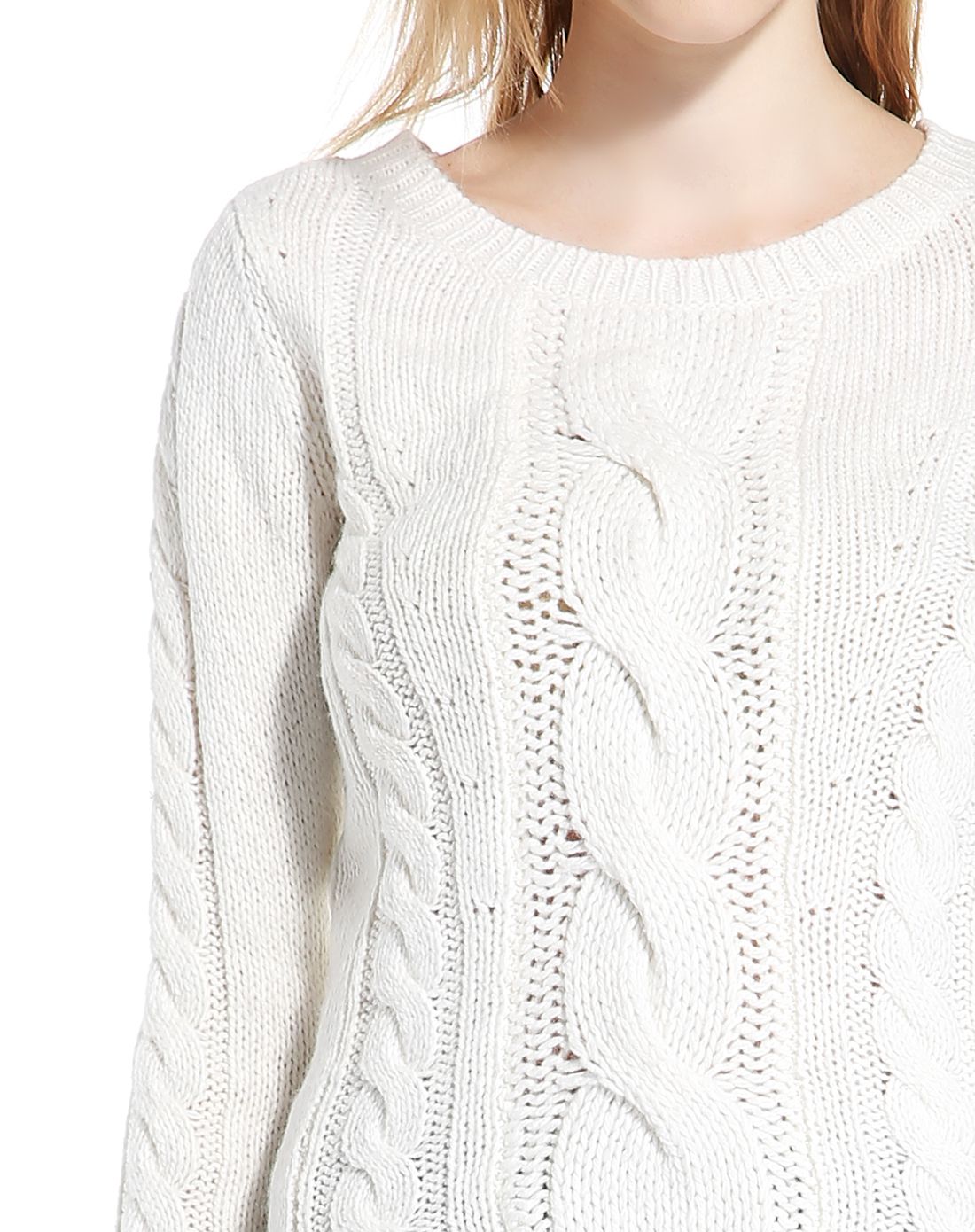 b ab白色复古织纹长袖针织衫