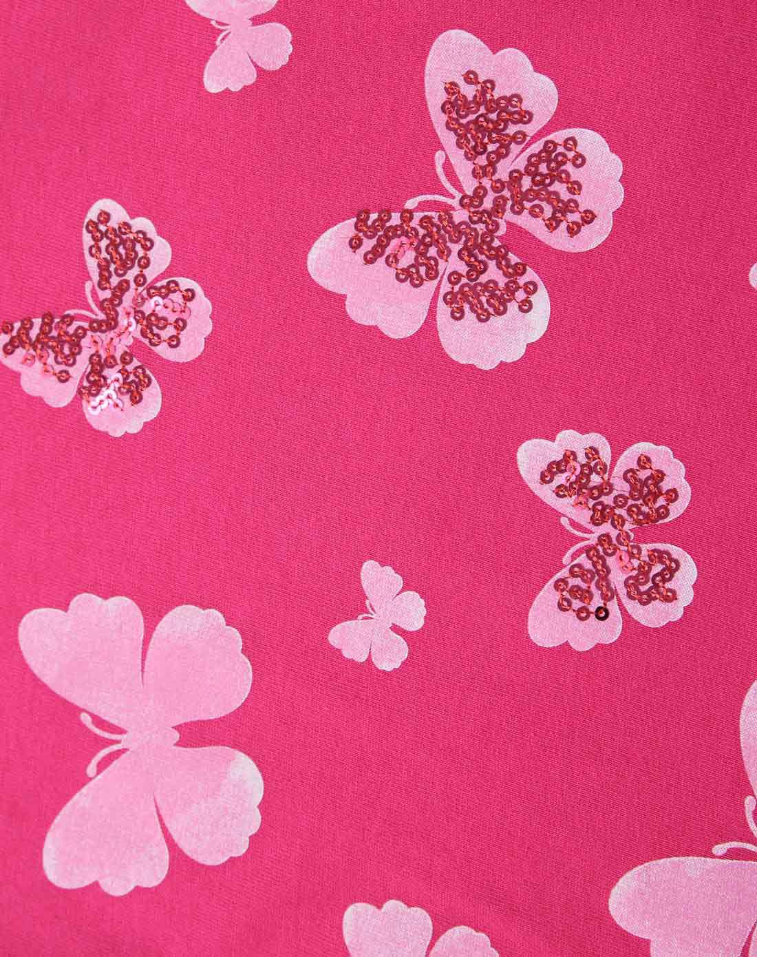 女童蝴蝶印花闪粉长袖t恤