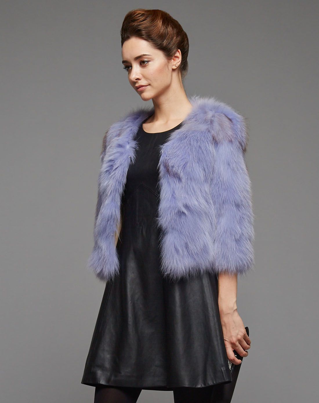 青紫蓝时尚狐狸毛皮草外套
