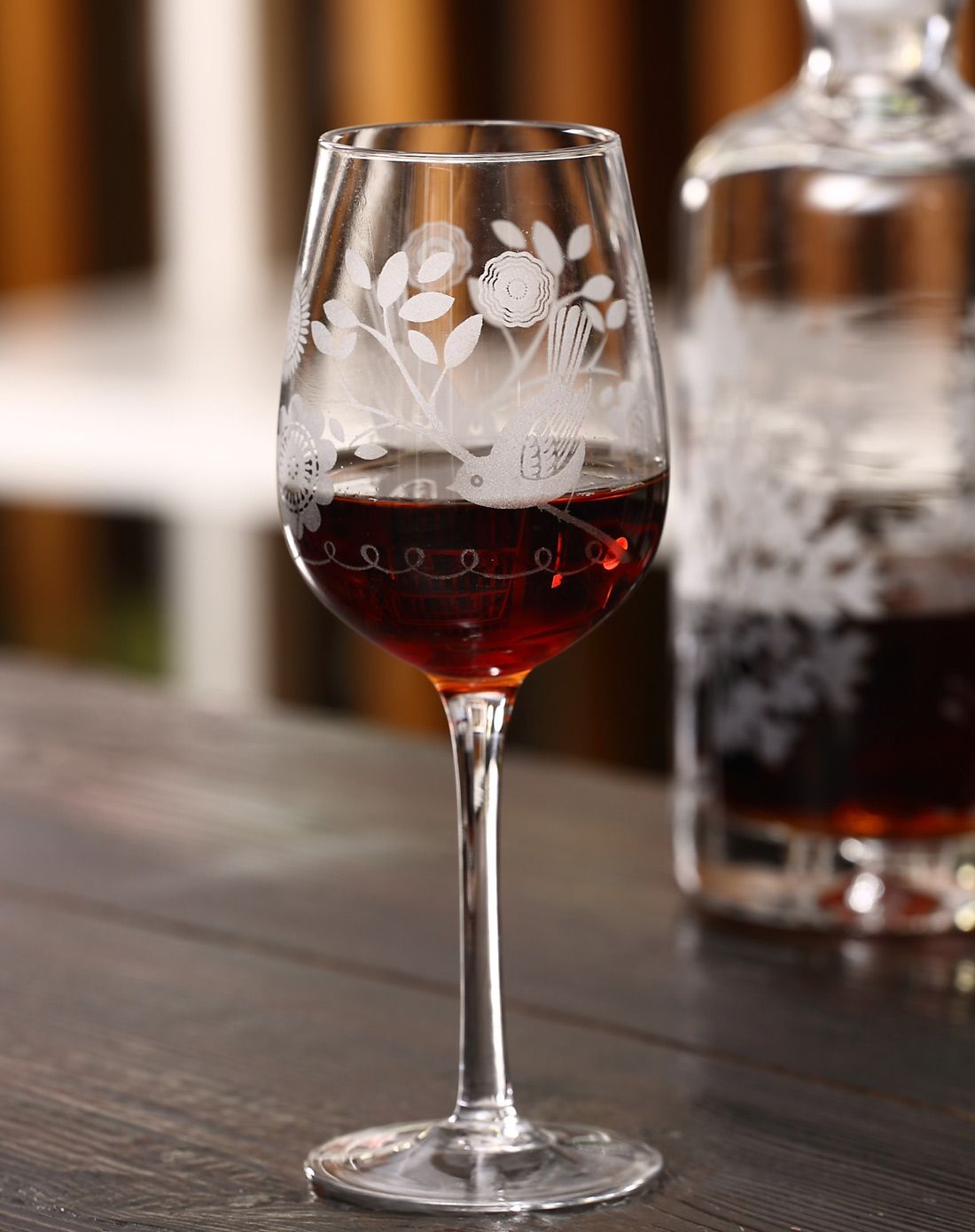 【两件起售】鸟语花香美式喷砂玻璃红酒杯