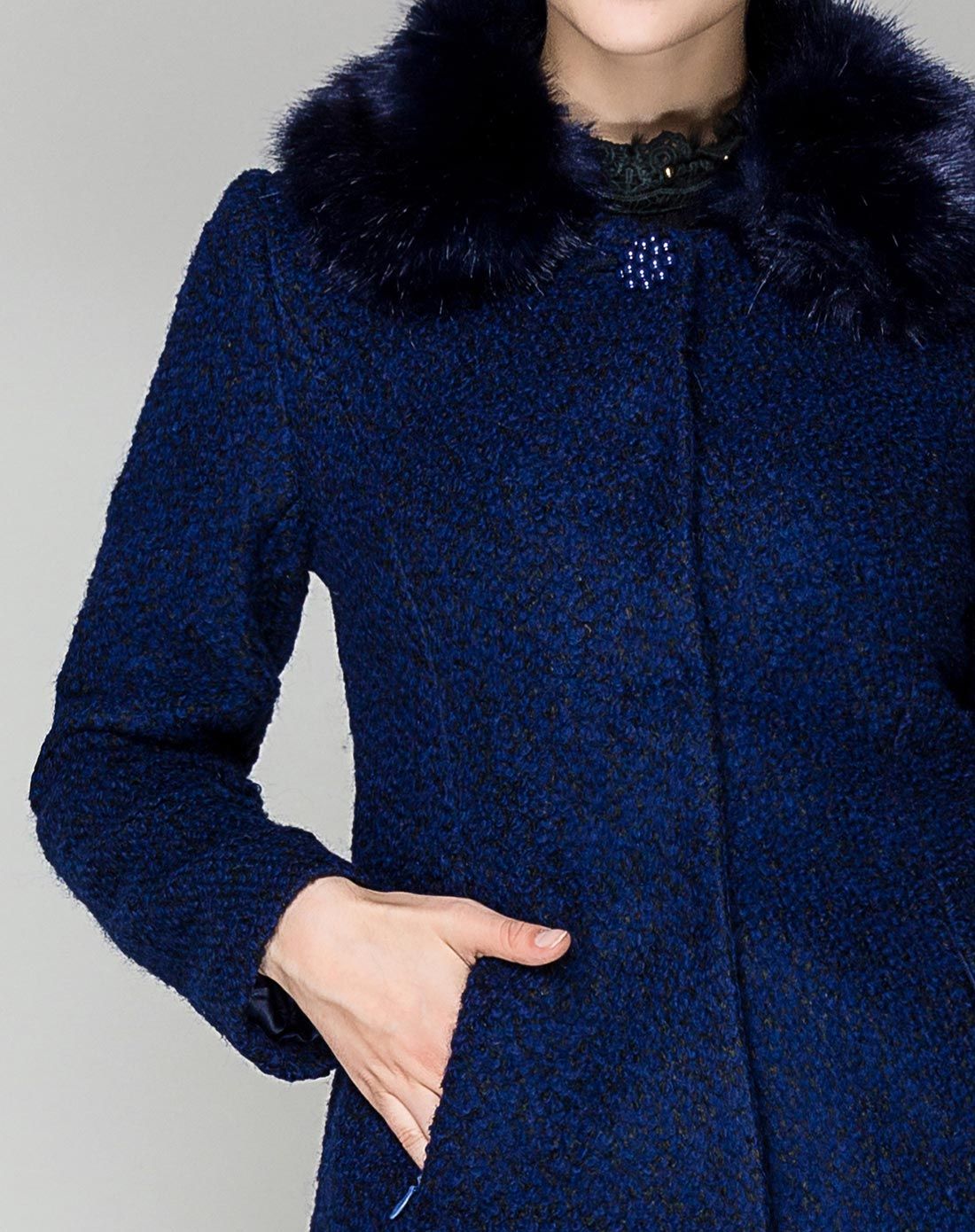 墨蓝长版单粒扣呢大衣