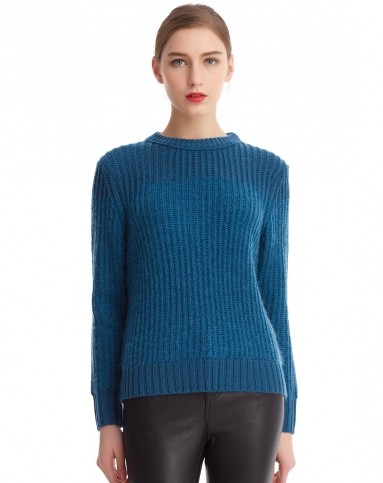 深绿蓝时尚休闲百搭修身拼色毛衣