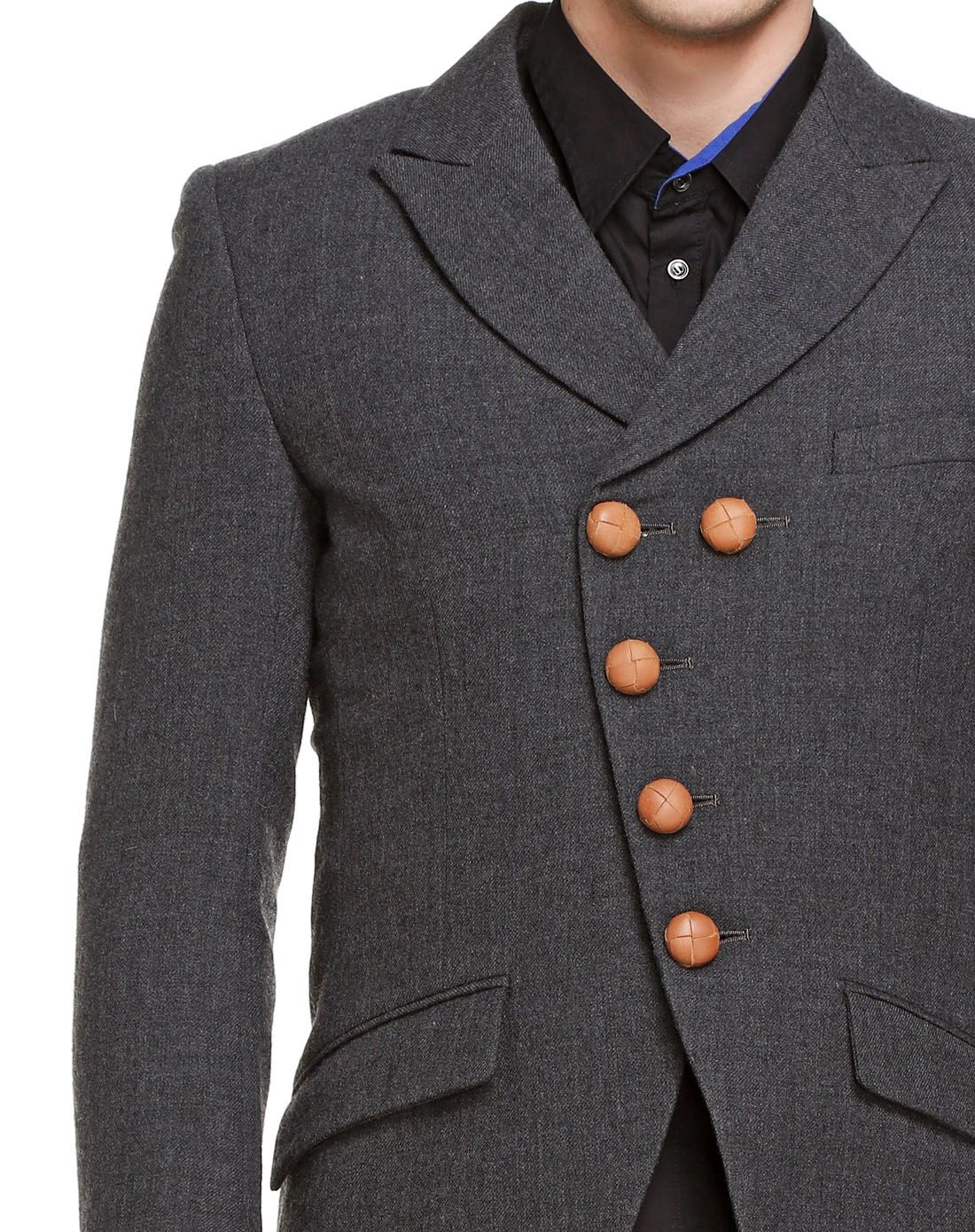 深灰经典翻领西装