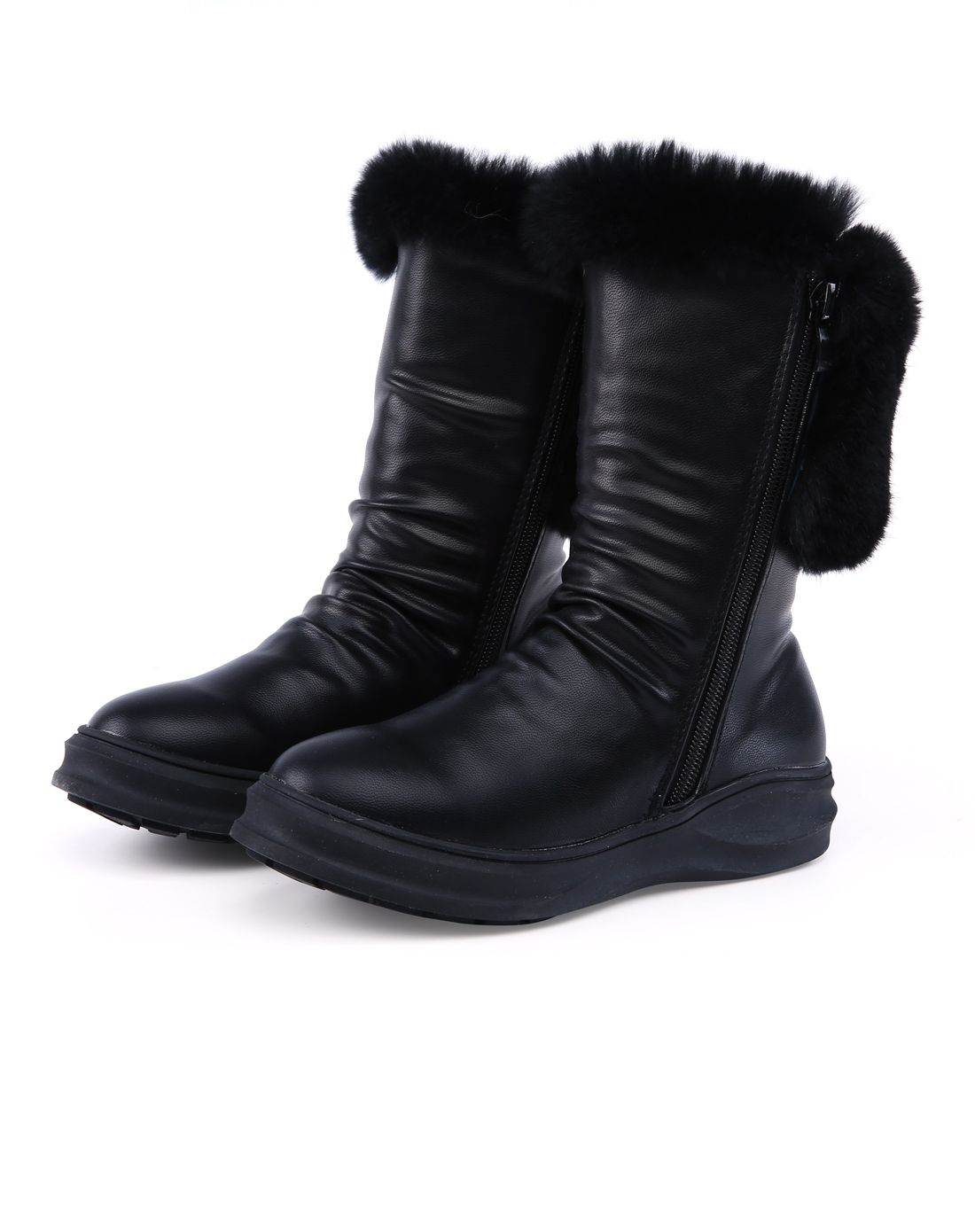 中小童黑色时尚韩版保暖靴子