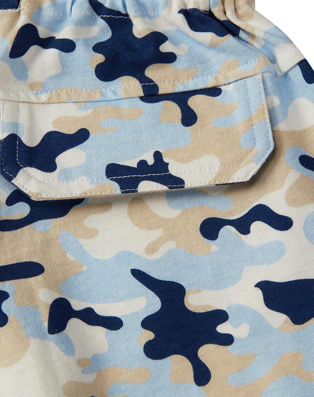 男童针织海军蓝迷彩短裤