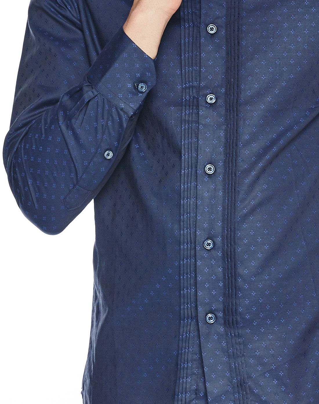 2016新款藏蓝色英伦绅士纯棉长袖衬衫