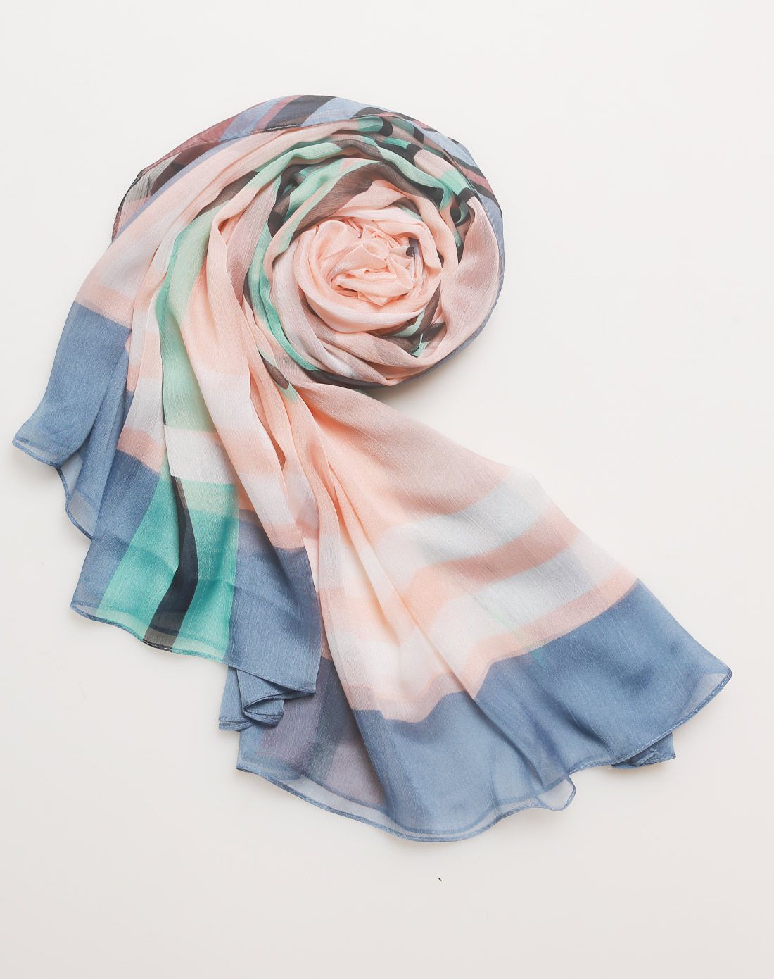 紫宝 顺迂加宽几何线条时尚丝巾