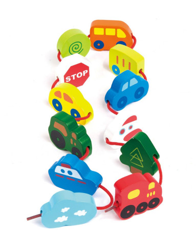 德国hape环保玩具专场直发货德国hape趣味交通工具穿绳e0905e0905_唯