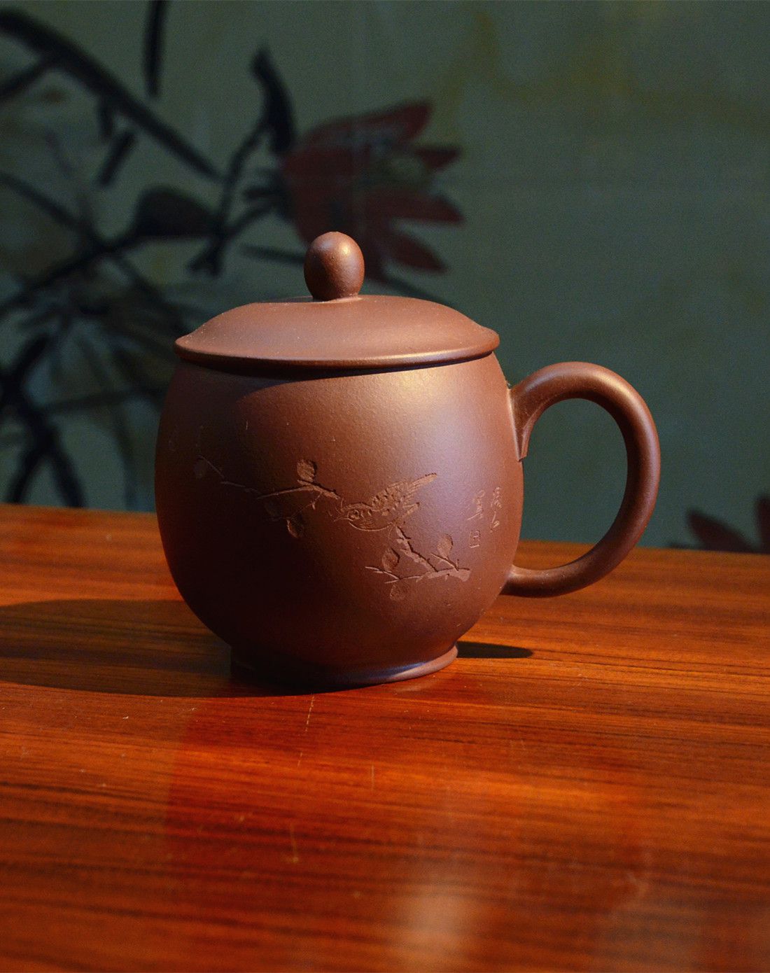 紫泥紫砂杯-喜上眉梢(一个)