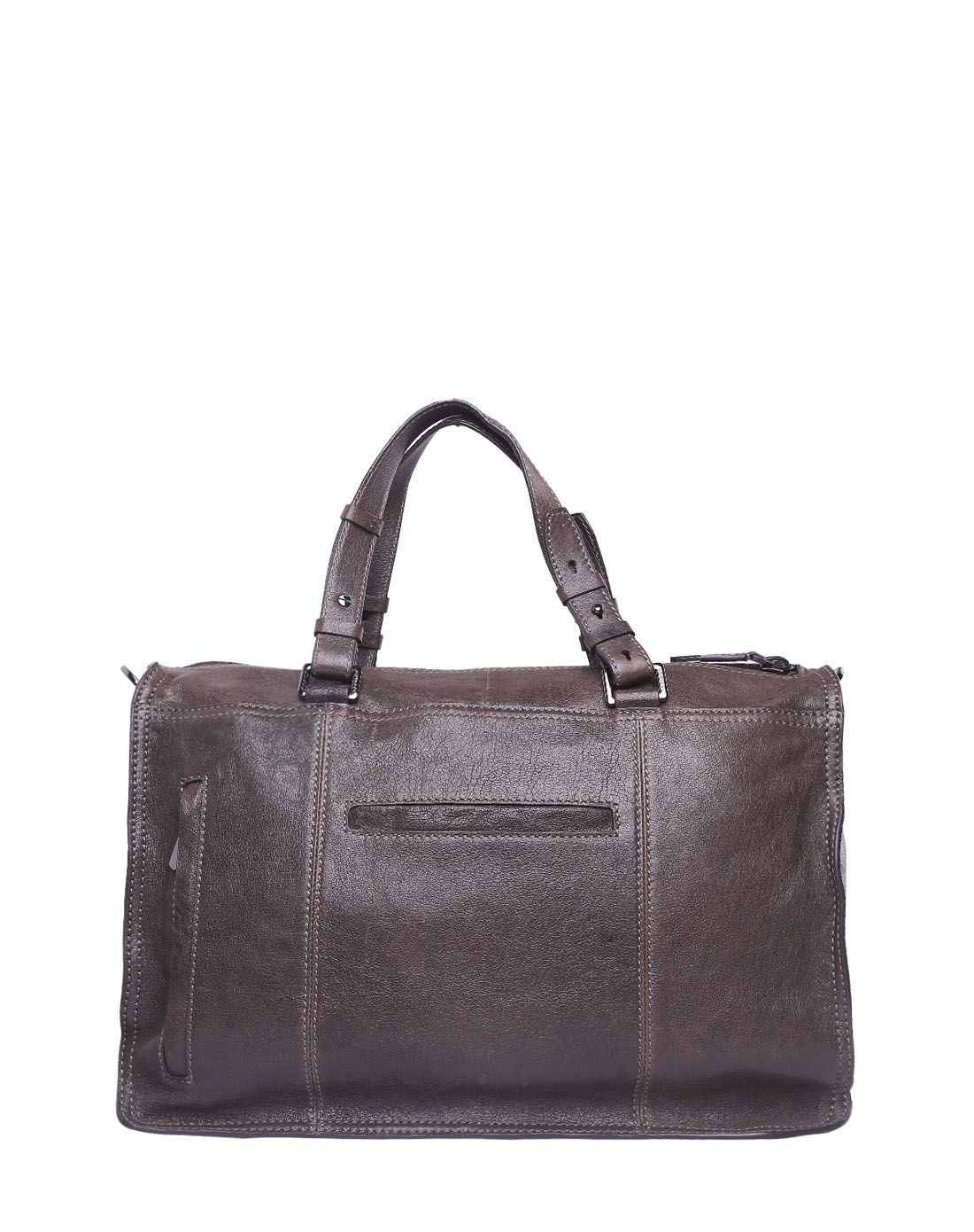 男款深灰羊皮革手提包