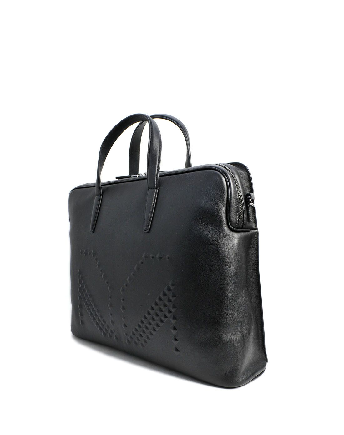 mcm 男款黑色简约手提斜挎包(大号)