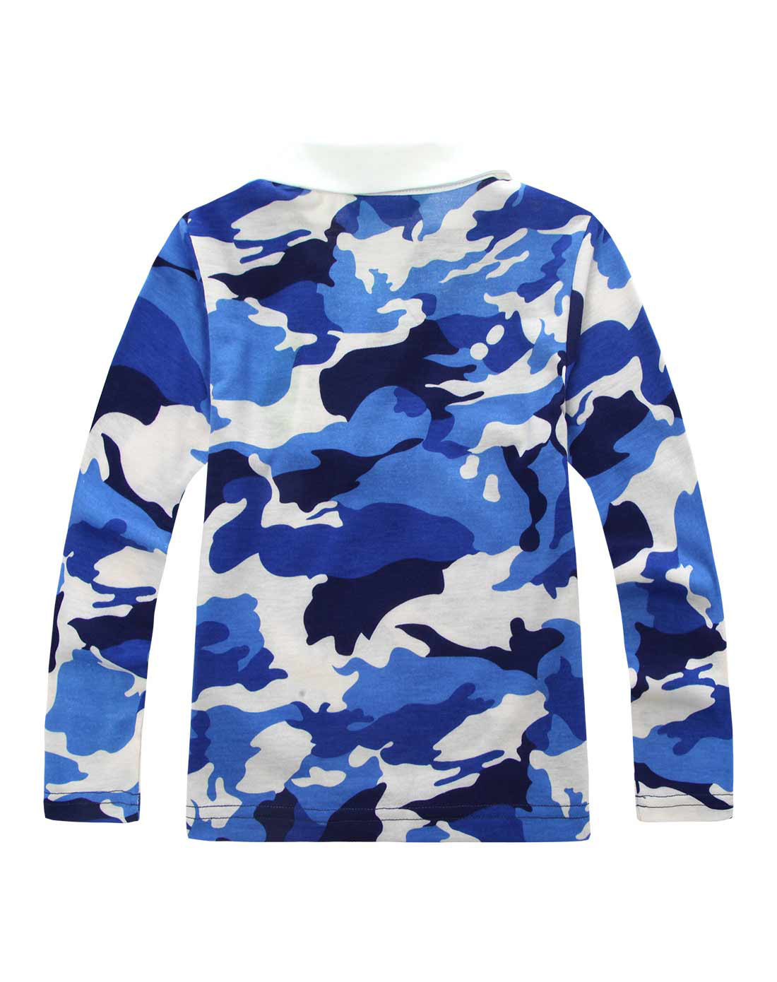 男小童蓝色迷彩风立领t恤